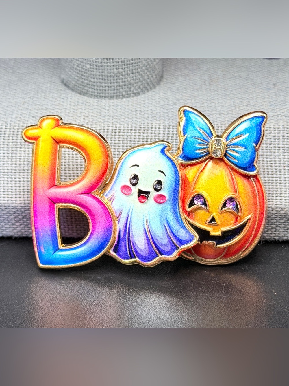 BOO ghost pumpkin Halloween Brooch